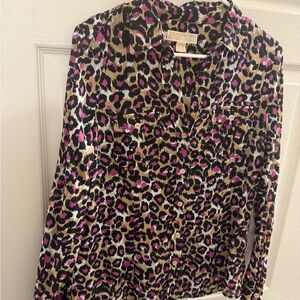 MICHAEL Michael Kors Animal Print Lightweight Button Down Blouse